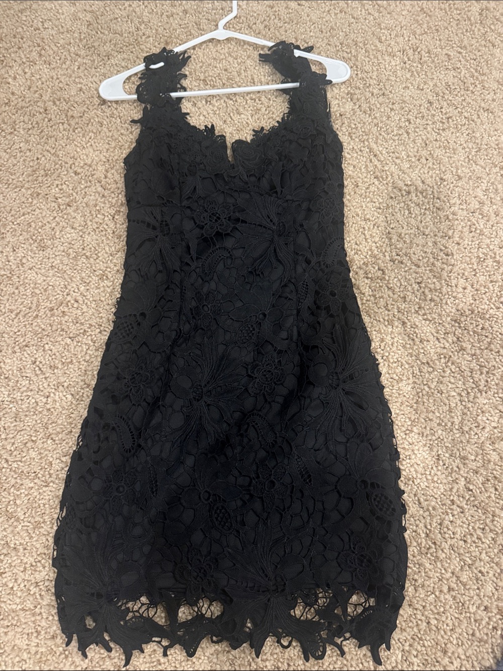 Lulu's Black Floral Lace Mini Dress